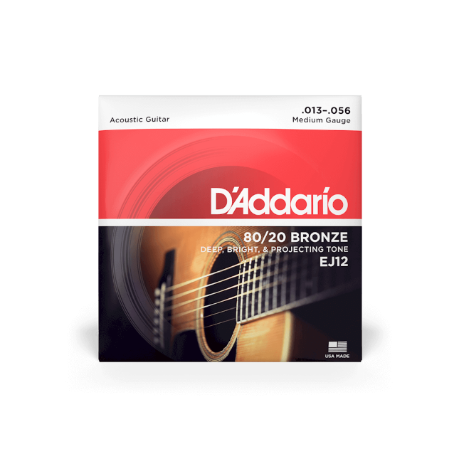 D'Addario EJ12 13-56 Medium, 80/20 Bronze Acoustic Guitar Strings