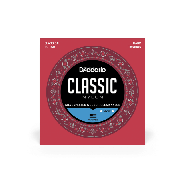 D'Addario EJ27H Hard Tension, Classic Nylon Student Classical Guitar Strings