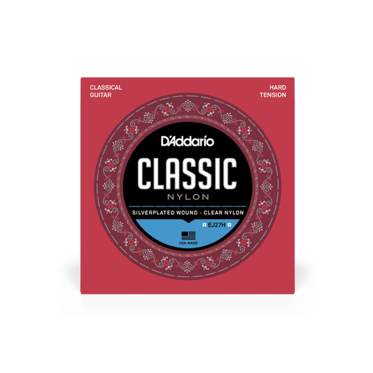 D'Addario EJ27H Hard Tension, Classic Nylon Student Classical Guitar Strings
