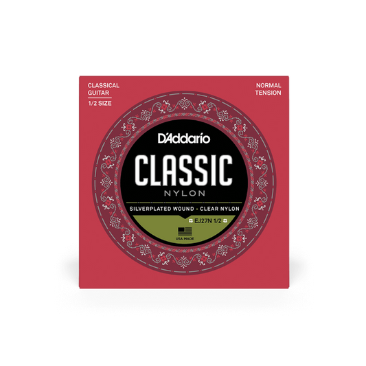 D'Addario EJ27N 1/2 Normal Tension 1/2 Size, Classic Nylon Student Classical Guitar Strings