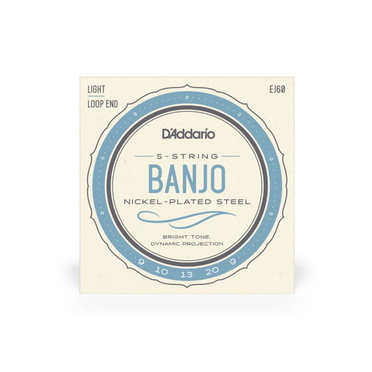 D'Addario EJ60 09-20 Light, 5-String, Nickel Banjo Strings