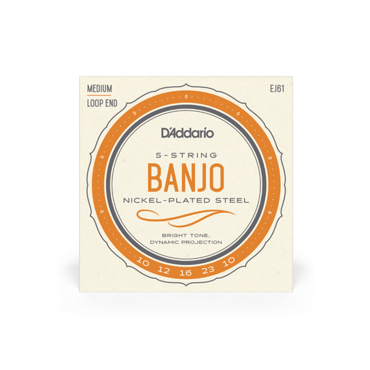 D'Addario EJ61 10-23 Medium, 5-String, Nickel Banjo Strings
