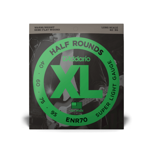 D'Addario ENR70 40-95 Super Light, Long Scale, XL Half Rounds Bass Strings