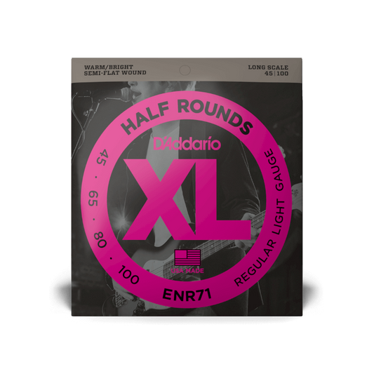 D'Addario ENR71 45-100 Regular Light, Long Scale, XL Half Rounds Bass Strings