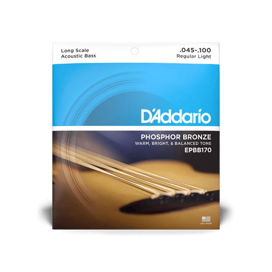 D'Addario EPBB170 45-100 Regular Light, Long Scale, Phosphor Bronze Acoustic Bass Strings