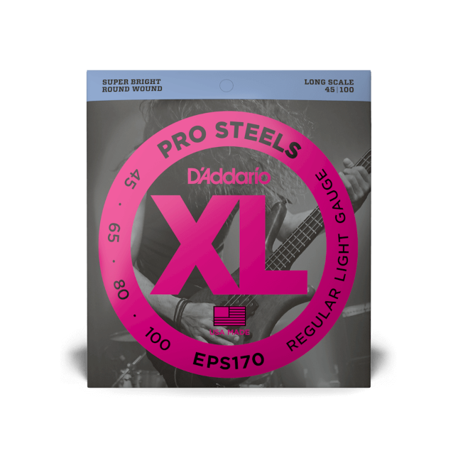 D'Addario EPS170 45-100 Regular Light, Long Scale, XL ProSteels Bass Strings