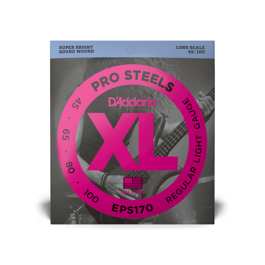 D'Addario EPS170 45-100 Regular Light, Long Scale, XL ProSteels Bass Strings