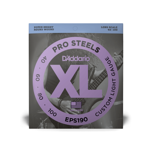 D'Addario EPS190 40-100 Custom Light, Long Scale, XL ProSteels Bass Strings
