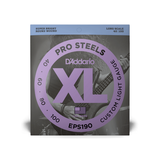 D'Addario EPS190 40-100 Custom Light, Long Scale, XL ProSteels Bass Strings