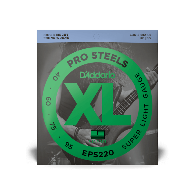 D'Addario EPS220 40-95 Super Light, Long Scale, XL ProSteels Bass Strings