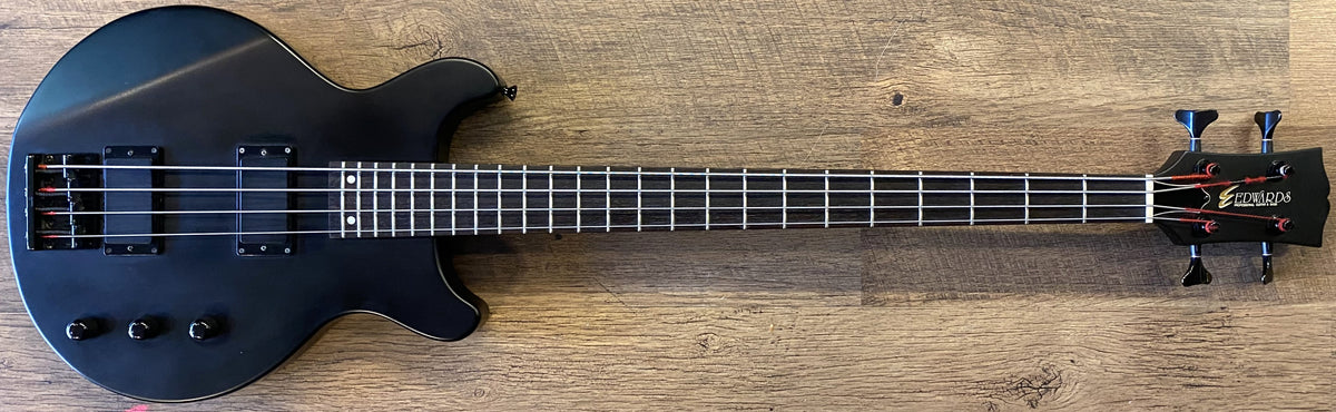 USED ESP Edwards EJ-78TV Luna Sea Matte Black Finish Electric Bass Guitar with Gig Bag