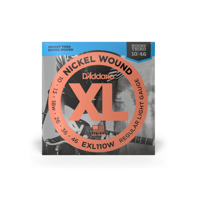 D'Addario EXL110W 10-46 Regular Light Wound Third, XL Nickel Electric Guitar Strings