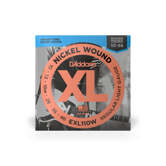 D'Addario EXL110W 10-46 Regular Light Wound Third, XL Nickel Electric Guitar Strings