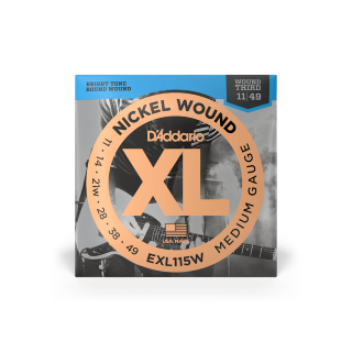 D'Addario EXL115W 11-49 Medium Wound Third, XL Nickel Electric Guitar Strings