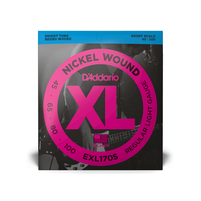 D'Addario EXL170S 45-100 Regular Light, Short Scale, XL Nickel Bass Strings