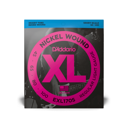 D'Addario EXL170S 45-100 Regular Light, Short Scale, XL Nickel Bass Strings