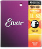 Elixir 16027 Phosphor Bronze Nanoweb Coated Acoustic Guitar Strings Custom Light 11-52