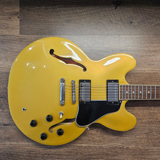 USED 2021 Epiphone ES-335 Pro IG Gloss Gold Finish Semi-Hollowbody Electric Guitar with Original Hardshell Case