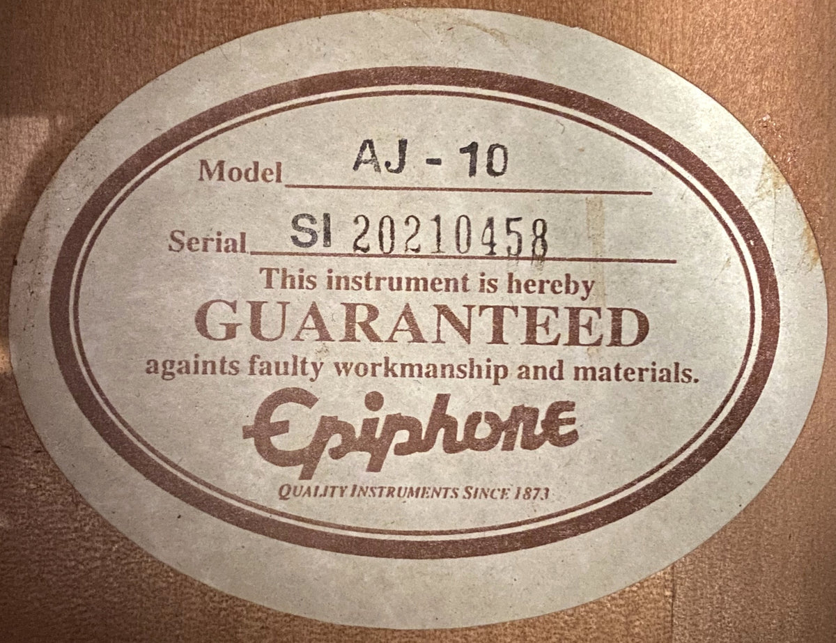 USED Epiphone AJ-10 Sloped Shoulder Advanced Jumbo Natural Gloss Finish Acoustic Guitar