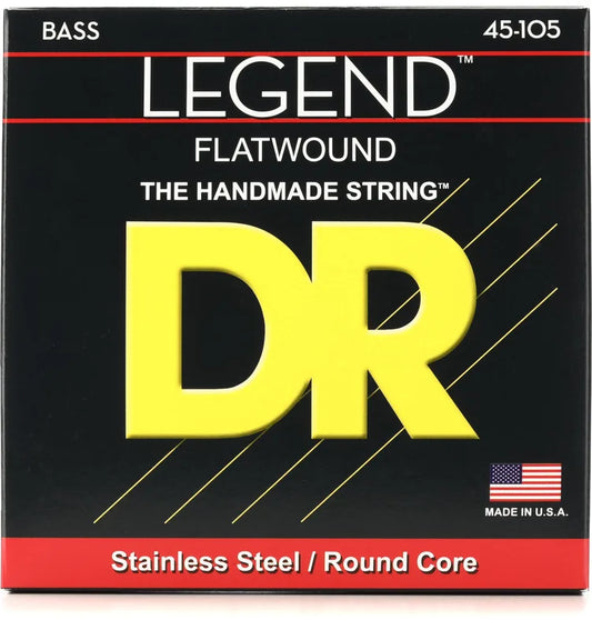 DR Strings FL-45 Legend Polished Flatwound Stainless Steel Bass Strings - .045-.105 Medium