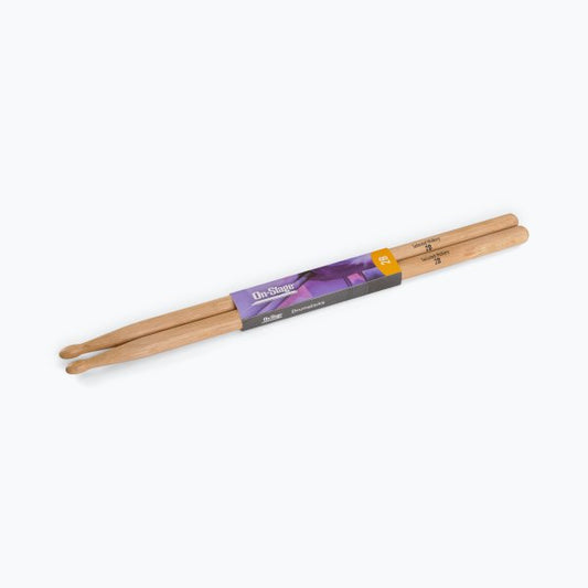 On-Stage HW2B 2B Hickory Wood Tip Drum Sticks