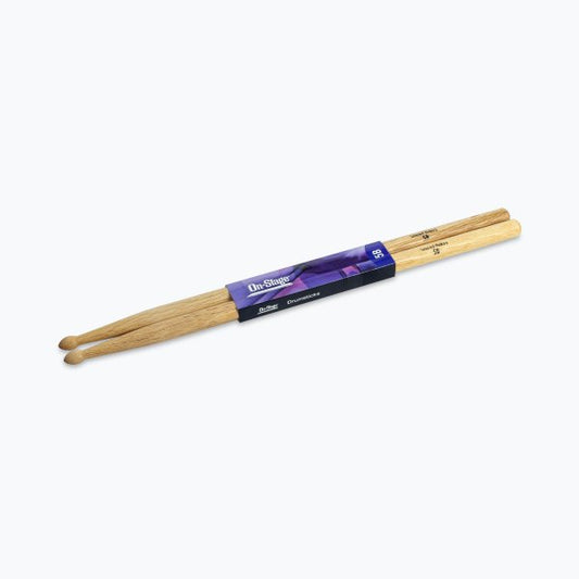 On-Stage HW5B 5B Hickory Wood Tip Drum Sticks
