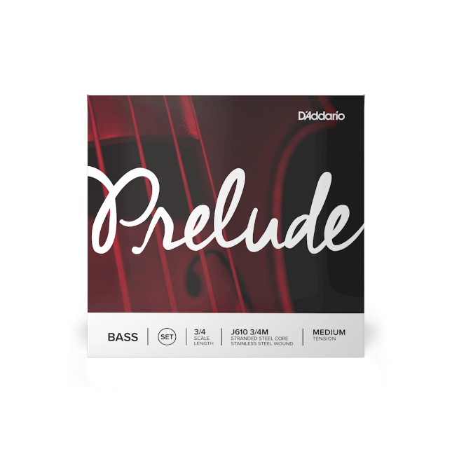D'Addario J610-3/4M Prelude Bass String Set, 3/4 Scale, Medium Tension
