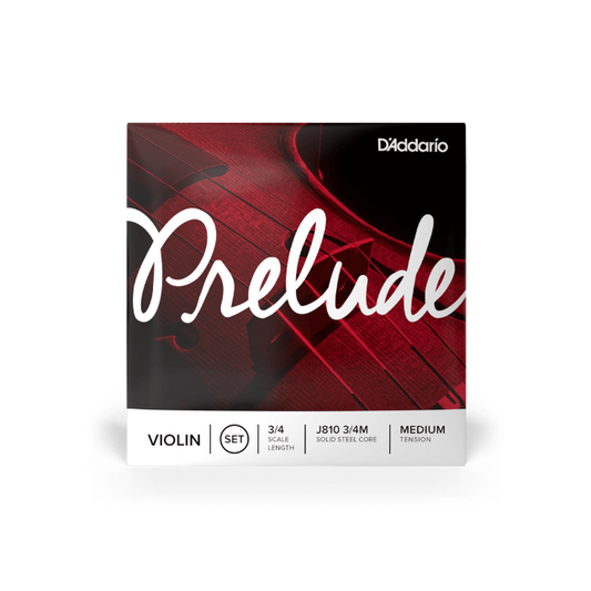 D'Addario J810-3/4 Prelude Violin String Set, 3/4 Scale, Medium Tension