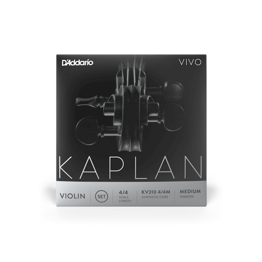 D'Addario Kaplan Vivo Violin String Set, 4/4 Scale, Medium Tension