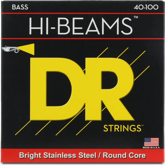 DR Strings LR-40 Hi-Beam Stainless Steel Bass Guitar Strings - .040-100 Light