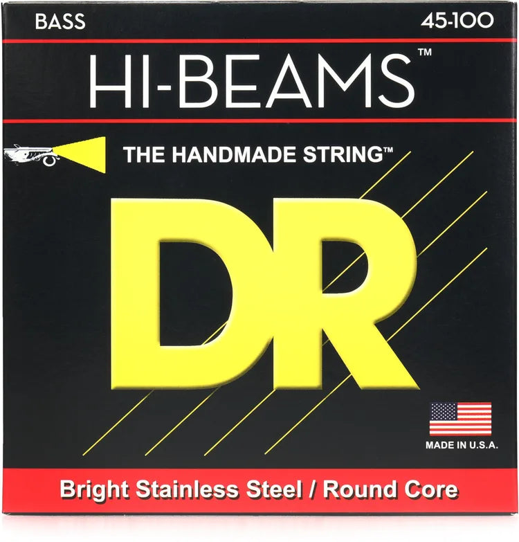 DR Strings MLR-45 Hi-Beam Stainless Steel Bass Guitar Strings - .045-.100 Medium-Light