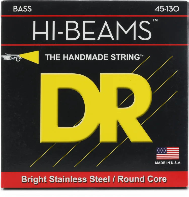DR Strings MR5-130 Hi-Beam Stainless Steel Bass Guitar Strings - .045-.130 Medium 5-String