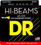 DR Strings MR5-45 Hi-Beam Stainless Steel Bass Guitar Strings - .045-.125 Medium, 5-String