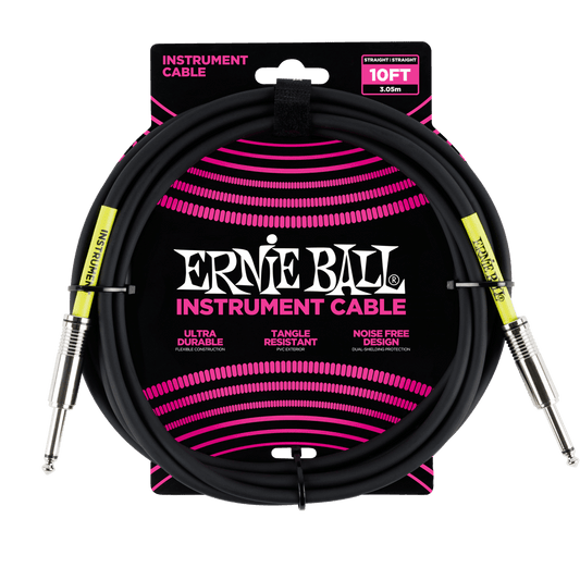 Ernie Ball P06048 Classic Instrument Cable Straight/Straight - 10ft Black