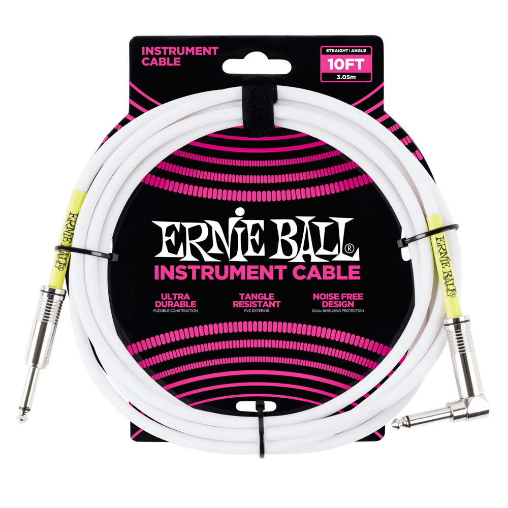 Ernie Ball P06049 Classic Instrument Cable Straight/Angle - 10ft White