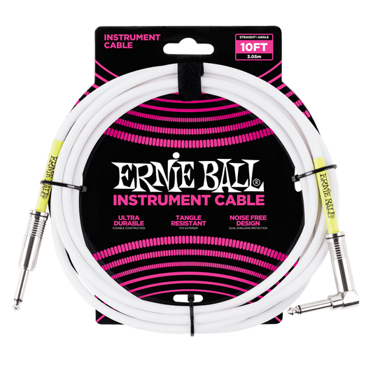 Ernie Ball P06049 Classic Instrument Cable Straight/Angle - 10ft White