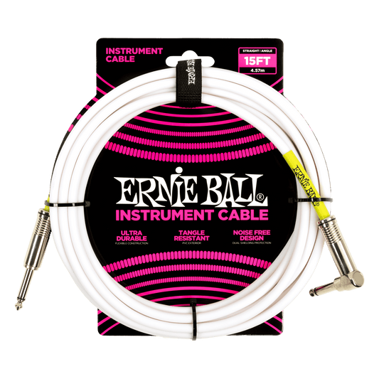 Ernie Ball P06400 Classic Instrument Cable Straight/Angle - 15ft White