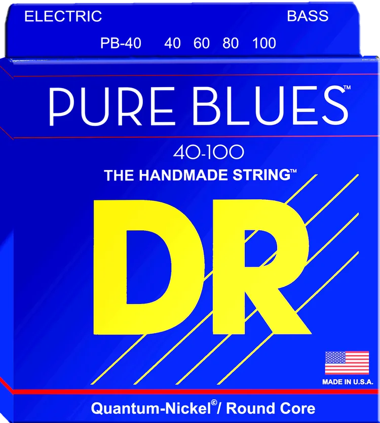 DR Strings PB-40 Pure Blues Quantum-nickel/Round Core Bass Guitar Strings - .040-.100 Light