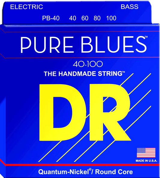DR Strings PB-40 Pure Blues Quantum-nickel/Round Core Bass Guitar Strings - .040-.100 Light