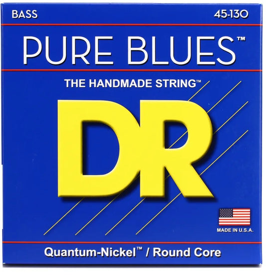 DR Strings PB5-130 Pure Blues Quantum-Nickel/Round Core Bass Guitar Strings - .045-.130 Medium 5-String