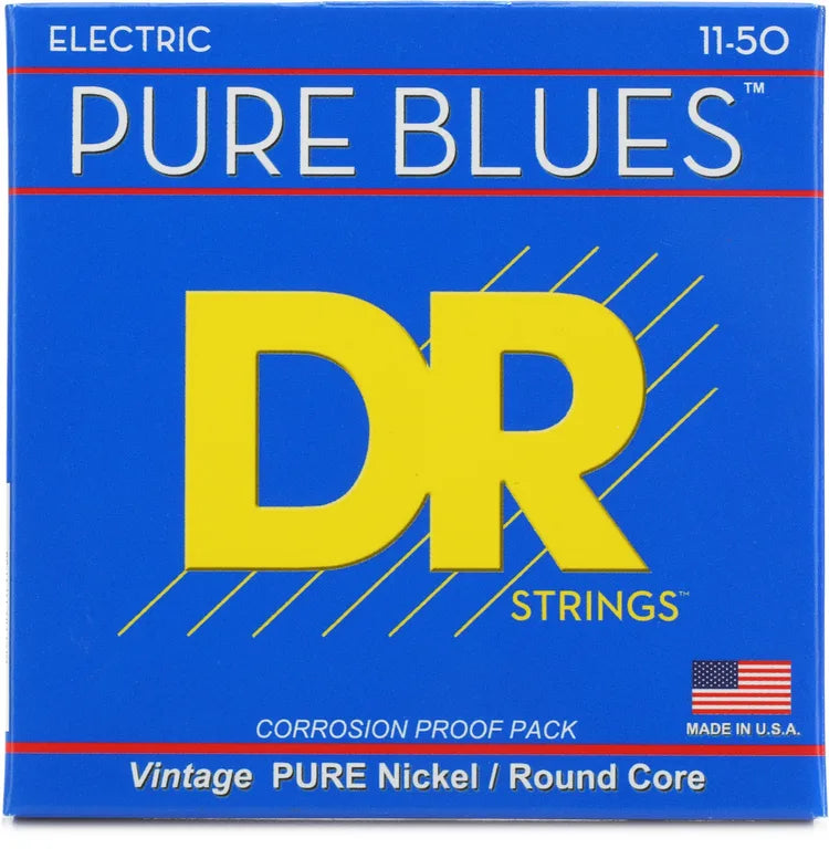 DR Strings PHR-11 Pure Blues Pure Nickel Electric Guitar Strings - .011-.050 Heavy