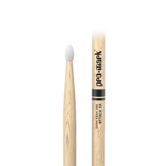 ProMark PW5AN Classic Attack 5A Shira Kashi Oak Drumstick, Oval Nylon Tip
