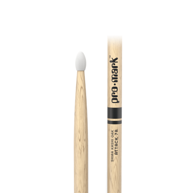 ProMark PW7AN Classic Attack 7A Shira Kashi Oak Drumstick, Oval Nylon Tip