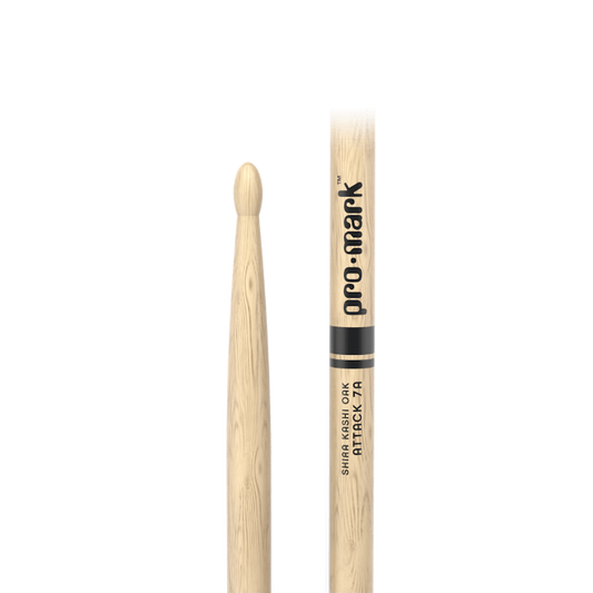 ProMark PW7AW Classic Attack 7A Shira Kashi Oak Drumstick, Oval Wood Tip