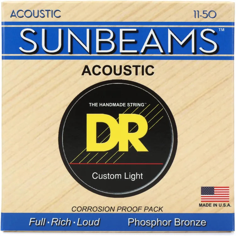 DR Strings RCA-11 Sunbeam Phosphor Bronze Acoustic Guitar Strings - .011-.050 Medium Light