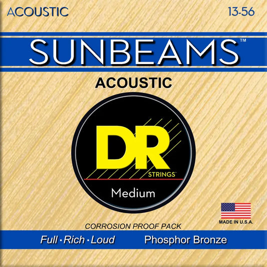 DR Strings RCA-13 Sunbeam Phosphor Bronze Acoustic Guitar Strings - .013-.056 Medium