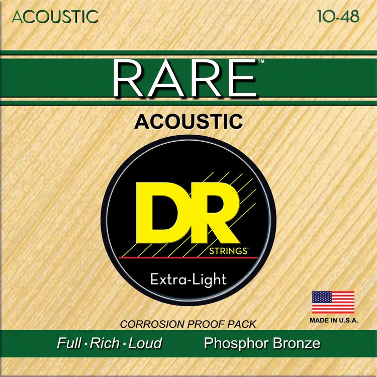 DR Strings RPL-10 Rare Acoustic Guitar Strings - .010-.048 Extra Light