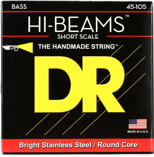 DR Strings SMR-45 Hi-Beam Stainless Steel Bass Guitar Strings - .045-.105 Medium Short Scale