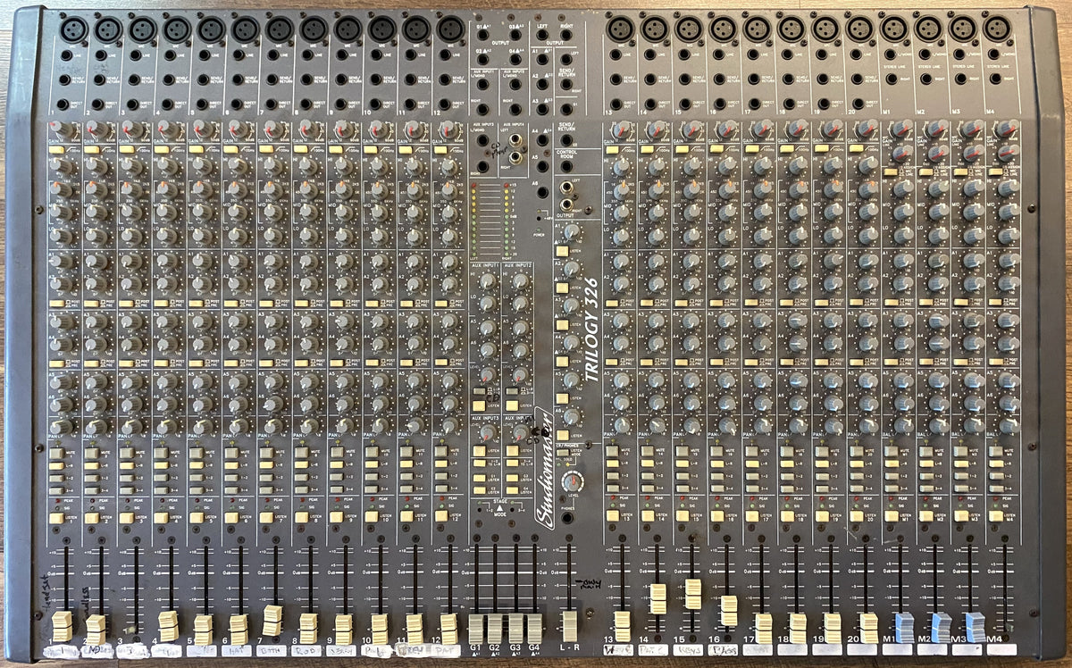 USED Studiomaster Trilogy 326 24-Channel Analog Mixer with 6 Aux Inputs and 4 Group Channels