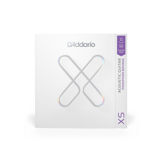 D'Addario XSAPB1152 11-52 Custom Light, XS Phosphor Bronze Coated Acoustic Guitar Strings